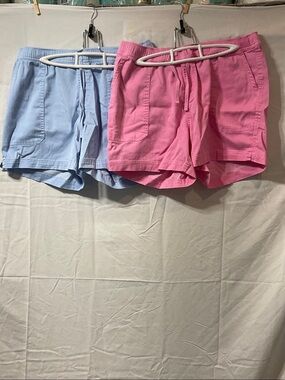 Buffalo David Bitton Women's Pink & Light Blue Drawstring Athletic Shorts